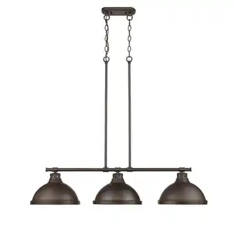 Walmart Duncan 3-Light Rubbed Bronze Linear Pendant with Rubbed Bronze Shades offer