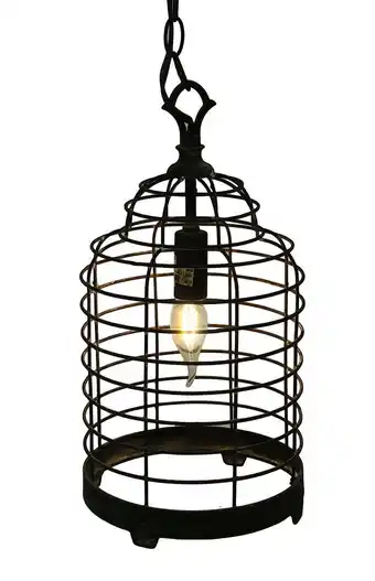 Walmart Zeckos Vintage Industrial Black Metal Wire Cage Pendant Lamp 14 inch offer