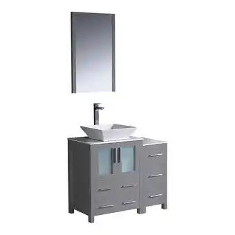 Walmart Fresca Torino 36 Engineered Wood Bathroom Vanity with Vessel Sink in Gray offer