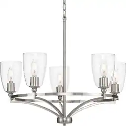 Walmart Parkhurst Collection Five-Light New Traditional Brushed Nickel Clear Glass Chandelier Light offer