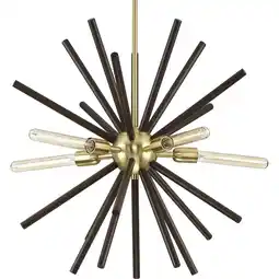 Walmart Thorpe Collection Five-Light Satin Brass Mid-Century Modern Style Chandelier Light offer