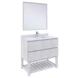 Walmart Fresca Stella 36 Single Bathroom Vanity w/ Open Base & Mirror in Rustic White offer