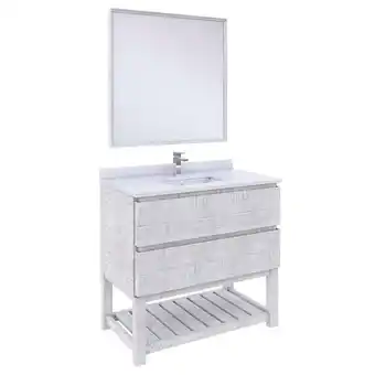 Walmart Fresca Stella 36 Single Bathroom Vanity w/ Open Base & Mirror in Rustic White offer