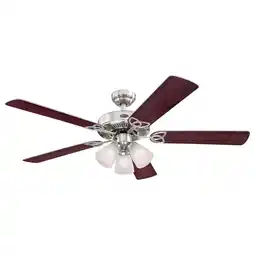 Walmart Westinghouse Vintage Ceiling Fan w/ Light Kit, 52, Brushed Nickel Finish offer