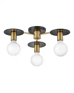 Walmart Lark 83203 Bobbie 3 Light 20 Wide Semi-Flush Globe Ceiling Fixture - Brass offer