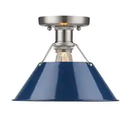 Walmart Orwell PW Flush Mount in Pewter with Navy Blue Shade offer