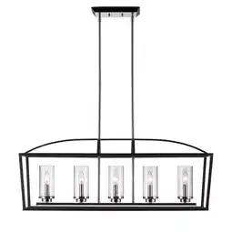 Walmart Mercer 5 Light Linear Pendant in Black with Seeded Glass offer