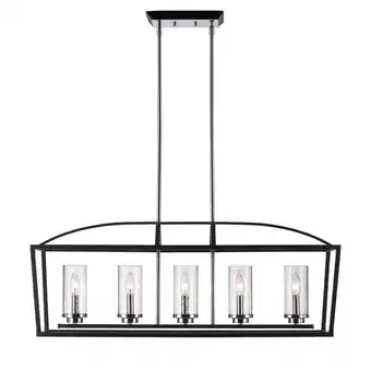 Walmart Mercer 5 Light Linear Pendant in Black with Seeded Glass offer