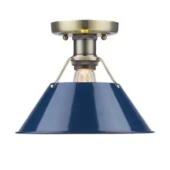 Walmart Orwell AB Flush Mount in Aged Brass with Navy Blue Shade offer