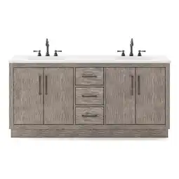 Walmart Water Creation 72 Wood Double Bathroom Vanity in Gray Oak/Bronze offer