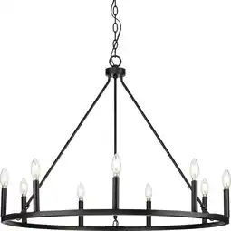 Walmart Progress Lighting P400314 Gilliam 9 Light 36 Wide Pillar Candle Style Chandelier - Black offer