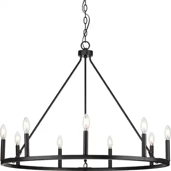 Walmart Progress Lighting P400314 Gilliam 9 Light 36 Wide Pillar Candle Style Chandelier - Black offer