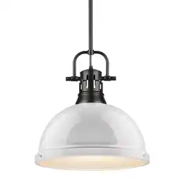 Walmart Duncan 1 Light Pendant with Rod in Black with a White Shade offer