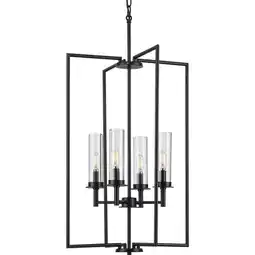 Walmart P500315-031-Progress Lighting-Kellwyn - 4 Light Foyer-Matte Black Finish -Traditional Installation offer