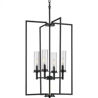 Walmart P500315-031-Progress Lighting-Kellwyn - 4 Light Foyer-Matte Black Finish -Traditional Installation offer