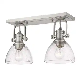 Walmart Hines 2-Light Semi-Flush in Pewter with Seeded Glass offer