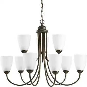 Walmart Gather Collection Nine-Light Antique Bronze Etched Glass Traditional Chandelier Light offer