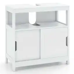 Walmart Topbuy Vessel Sink Storage Cabinet Under Sink Vanity Cabinet with 2 Sliding Doors & U-shaped Cut-out offer