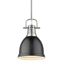 Walmart Duncan 1-Light Small Rod Pendant in Pewter with Matte Black Shade offer