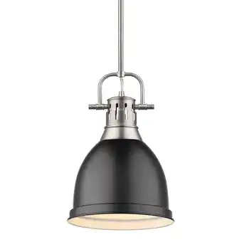 Walmart Duncan 1-Light Small Rod Pendant in Pewter with Matte Black Shade offer