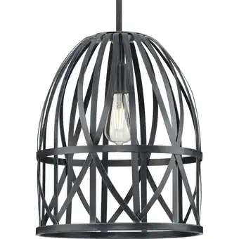 Walmart Chastain Collection One-Light Cerused Black Oak Basket Farmhouse Pendant Light offer