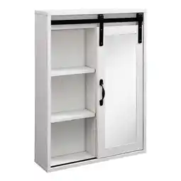 Walmart Sliding Barn Door Wood Wall Storage with Mirror - Brushed White offer