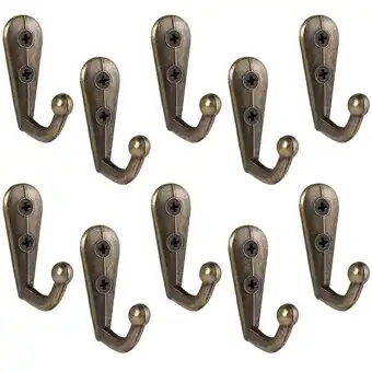 Walmart BESTOMZ 10pcs Coat Hooks Heavy Duty Wall Mounted Hanger Antique Closet Hooks for Towel Clothes offer