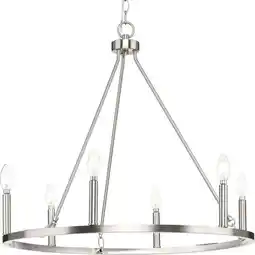 Walmart Progress Lighting P400313 Gilliam 6 Light 28 Wide Pillar Candle Style Chandelier - Nickel offer