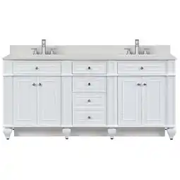 Walmart Design Element Winston 72 Solid Wood Double Sink Bathroom Vanity in White offer