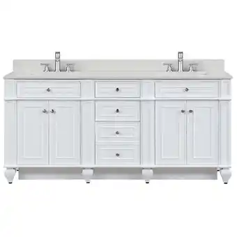 Walmart Design Element Winston 72 Solid Wood Double Sink Bathroom Vanity in White offer