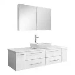 Walmart Fresca Lucera 60 Modern Wood Bathroom Vanity with Medicine Cabinet in White offer