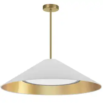 Walmart Dainolite 30W Pendant, Aged Brass w/ Fabric Shade offer