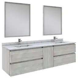 Walmart Fresca Stella 72 Wall Hung Double Bathroom Vanity w/ Mirrors in Ash Gray offer