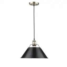 Walmart Orwell AB 1 Light Pendant - 14 in Aged Brass with Black Shade offer