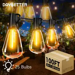 Walmart DAYBETTER ST38 100FT Outdoor String Lights ,Connectable Lights for Patio Backyard Balcony offer