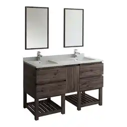 Walmart Fresca Formosa 60 Wood Bathroom Vanity with Open Bottom and Mirrors in Brown offer