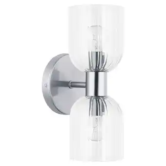 Walmart Dainolite 2 Light Incandescent Vienna Wall Sconce Polished Chrome w/ Clear Ribbed Glass offer