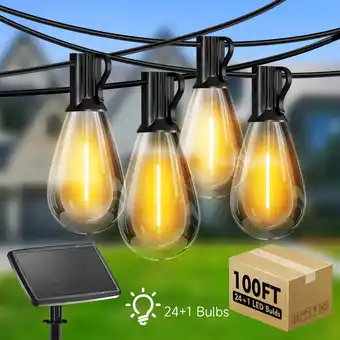 Walmart DAYBETTER 100FT S14 Solar Outdoor String Lights,2700K Waterproof Hanging Patio Lights for Backyard offer