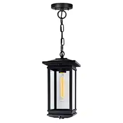 Walmart CWI Lighting Oakwood 1 Light Glass Outdoor Hanging Lantern Pendant in Black offer