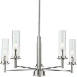 Walmart Kellwyn Collection Five-Light Brushed Nickel and Clear Glass Transitional Style Chandelier Light offer