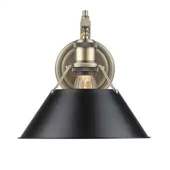 Walmart Orwell AB 1 Light Wall Sconce in Aged Brass with a Black Shade offer