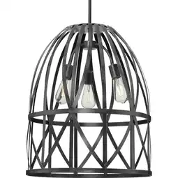 Walmart Chastain Collection Three-Light Cerused Black Oak Basket Farmhouse Pendant Light offer