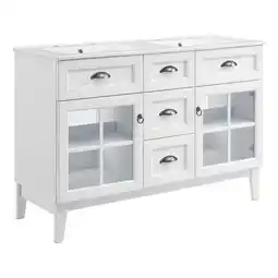 Walmart Modway Isle 48 Modern Wood Double Sink Bathroom Vanity Cabinet in White offer