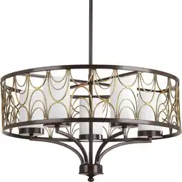 Walmart Cirrine Collection Five-Light Antique Bronze Etched White Glass Global Chandelier Light offer