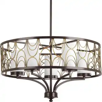 Walmart Cirrine Collection Five-Light Antique Bronze Etched White Glass Global Chandelier Light offer