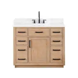 Walmart Gavino 42 Wood Vanity in Light Brown with Composite Stone Top no Mirror offer