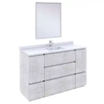 Walmart Fresca Stella 54 Single Bathroom Vanity w/ Mirror in Rustic White offer