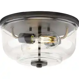 Walmart Rushton Collection Two-Light Graphite and Clear Glass Industrial Style Flush Mount Ceiling Light offer