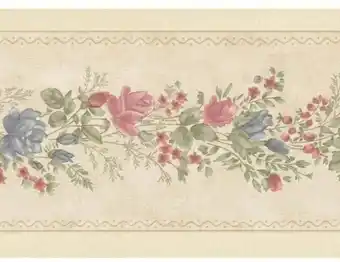 Walmart 879868 Vintage Rose Satin Beige Floral Meadow Border Wallpaper 992b07573 BVB03447 offer