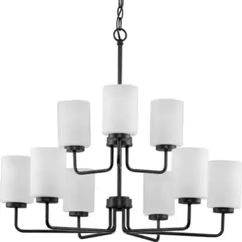 Walmart Merry Collection Nine-Light Matte Black and Etched Glass Transitional Style Chandelier Light offer